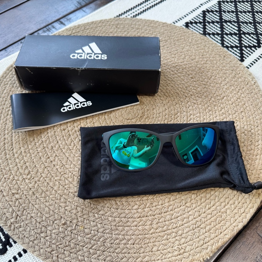 NWT Adidas Sport Sunglasses with blue mirrored lenses